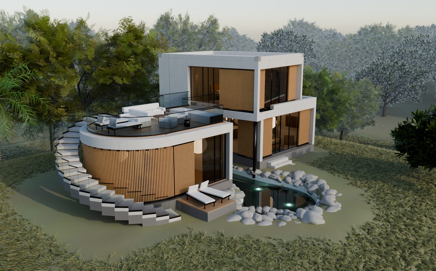 Visualización 3D de una casa de autor