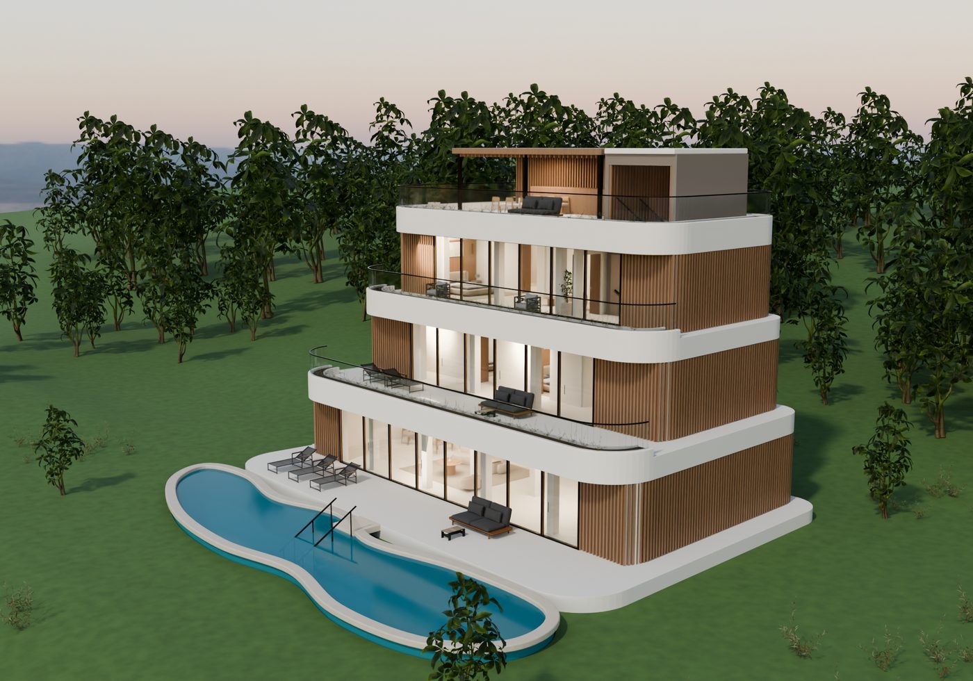 Visualización 3D de una casa de autor