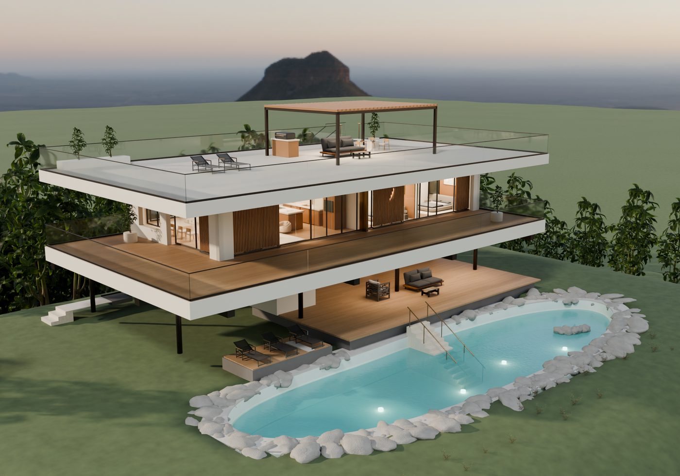 Visualización 3D de una casa de autor