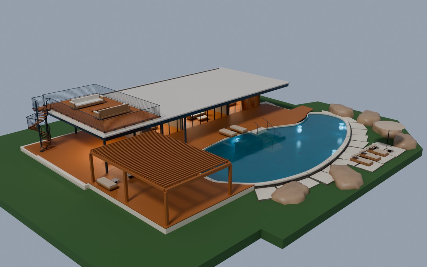 Visualización 3D de una casa de autor